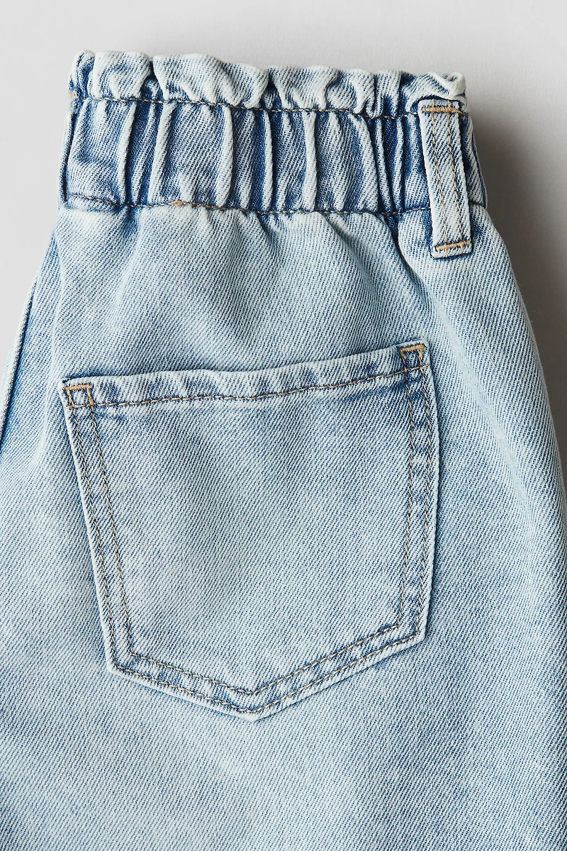 Paper-Bag Denim Shorts