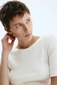 Haut côtelé en soie mélangée