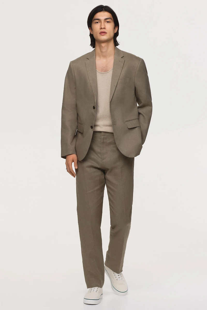 Slim-Fit Linen Suit Pants