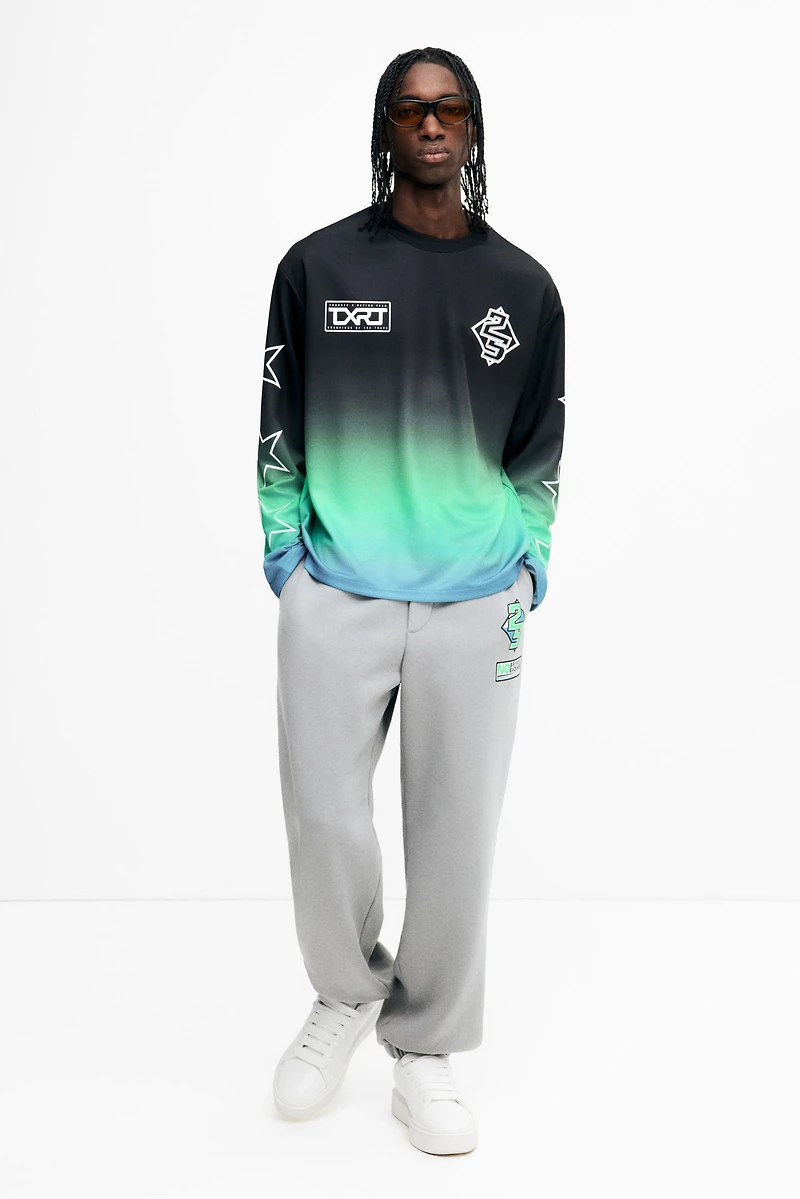 Loose-Fit Long-Sleeved Mesh Shirt