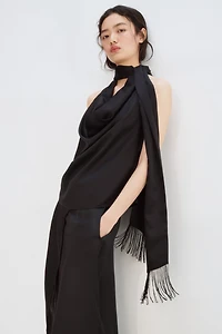 Scarf-Detail Satin Top