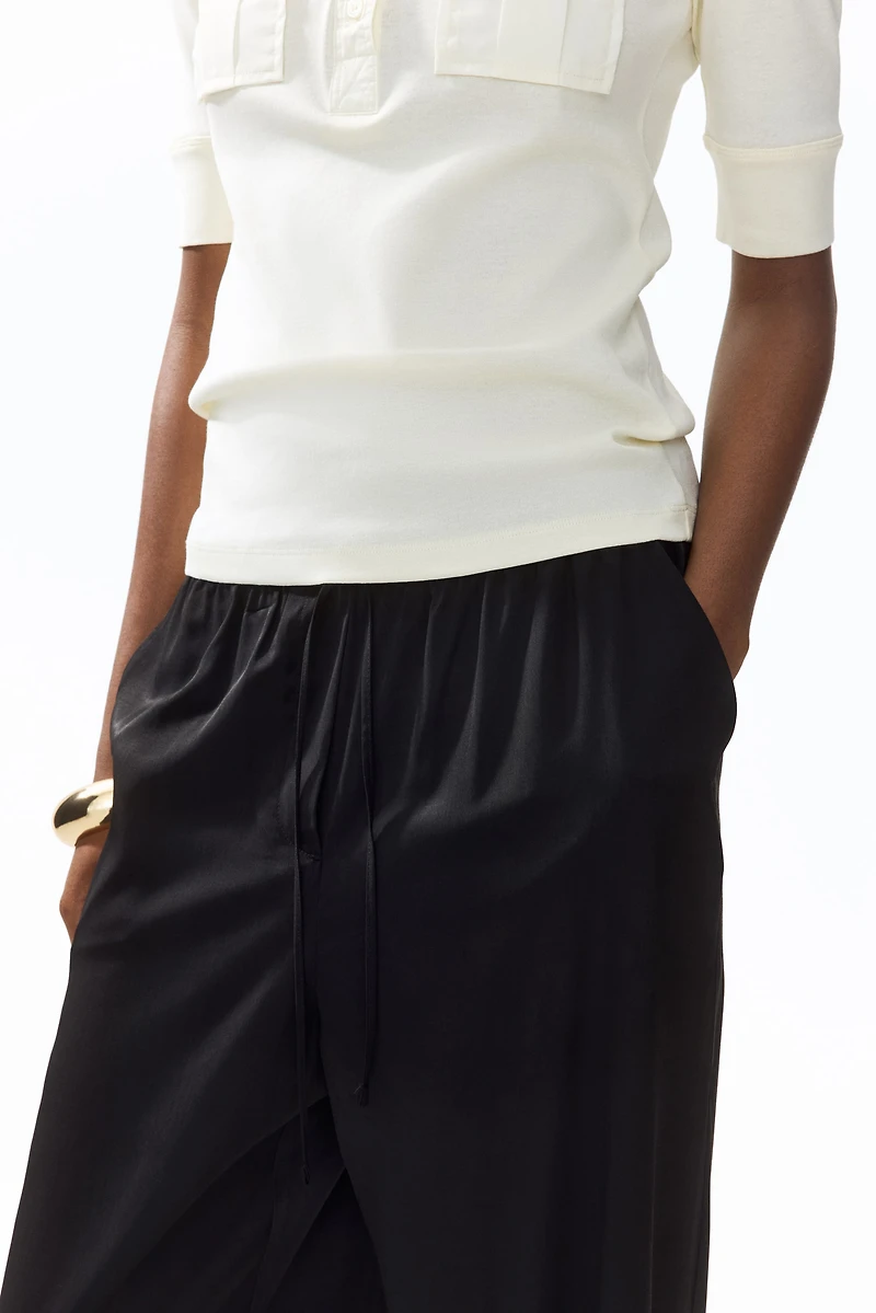 Wide-Leg Drawstring Pants