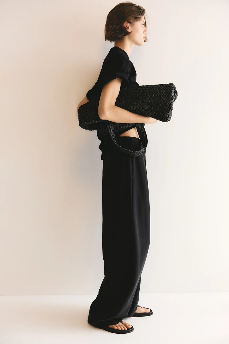 Creased Barrel-Leg Pants