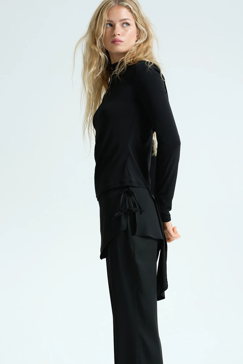 Satin Pants with Layered Skirt