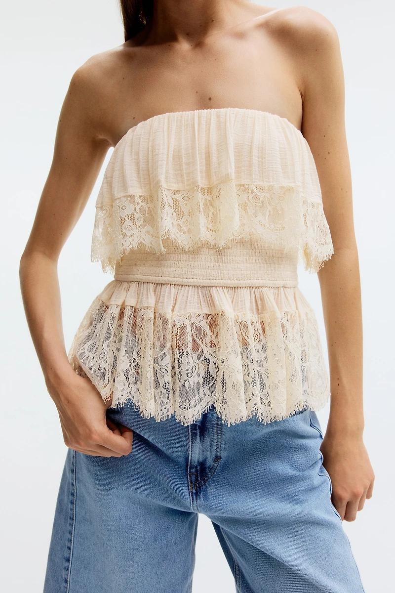 Flounced Bandeau Top