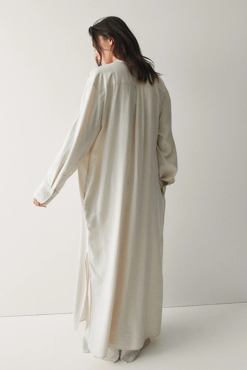 Linen-Blend Shirt Dress