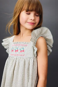 Flutter-Sleeved Cotton Dress