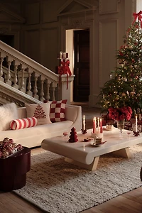 Housse de coussin en velours à carreaux