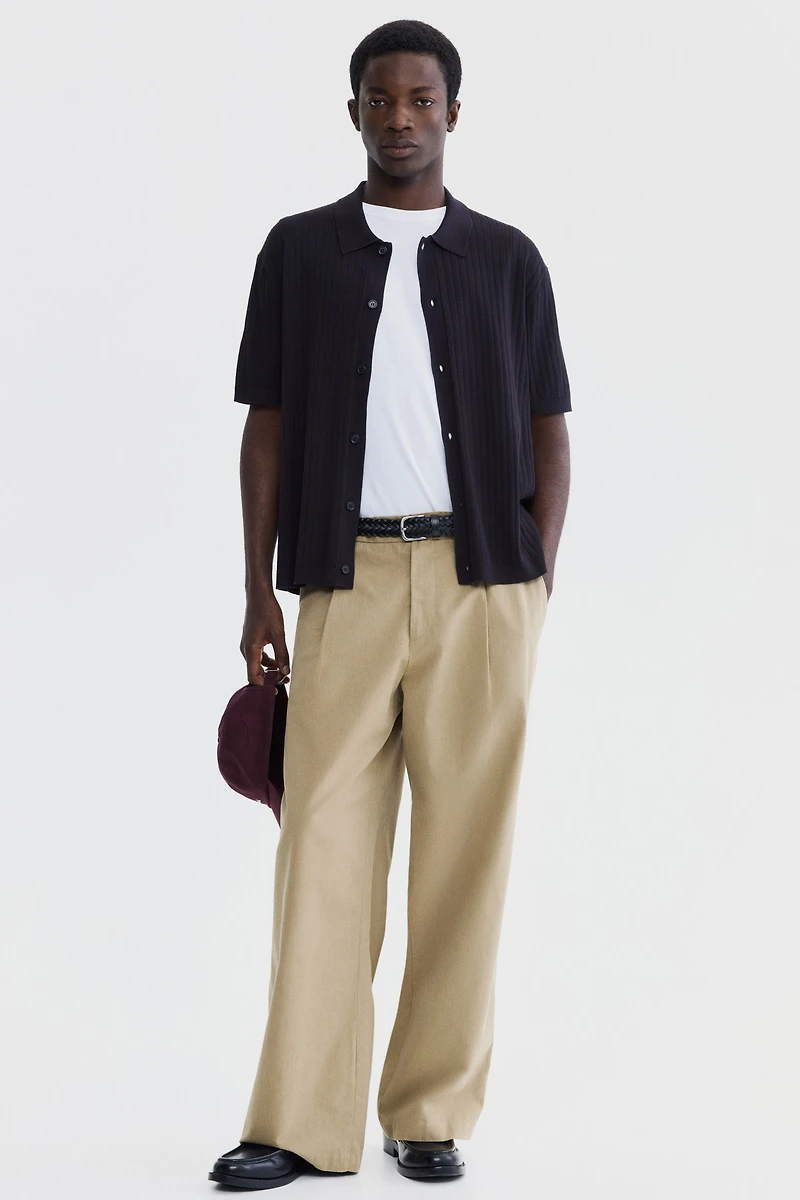 Chemise classique en tricot côtelé