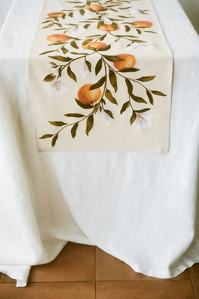 Patterned Linen-Blend Table Runner