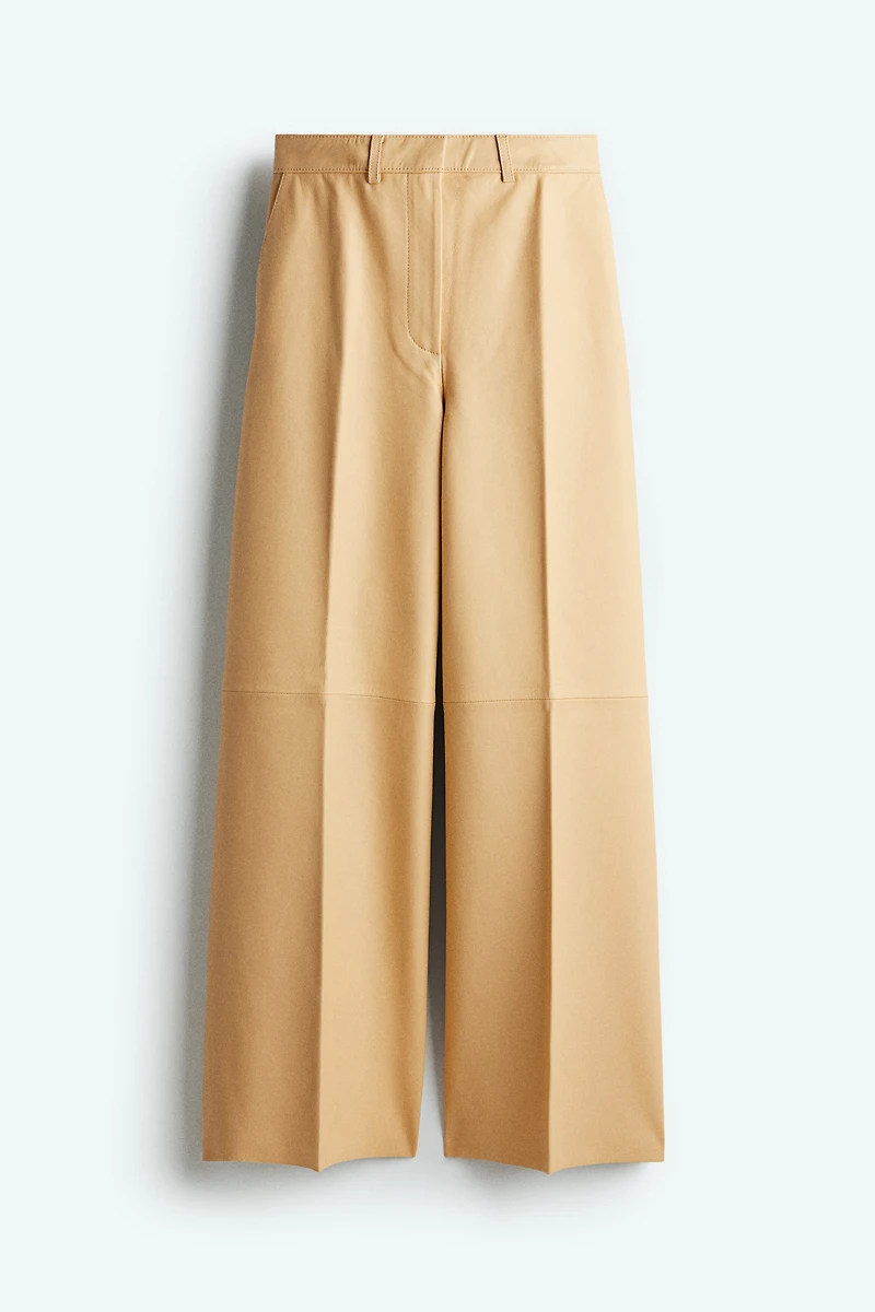 Straight-Cut Leather Pants