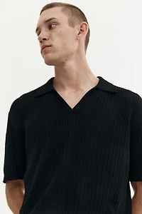 Regular-Fit Cable-Knit Polo Shirt