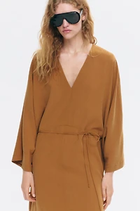 Tie-Detail Crêpe Dress