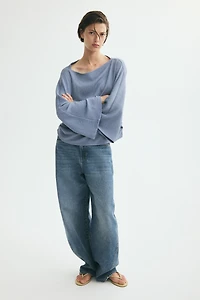 Crinkled Batwing-Sleeved Top