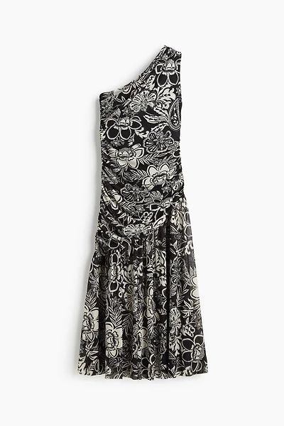 Draped One-Shoulder Dress