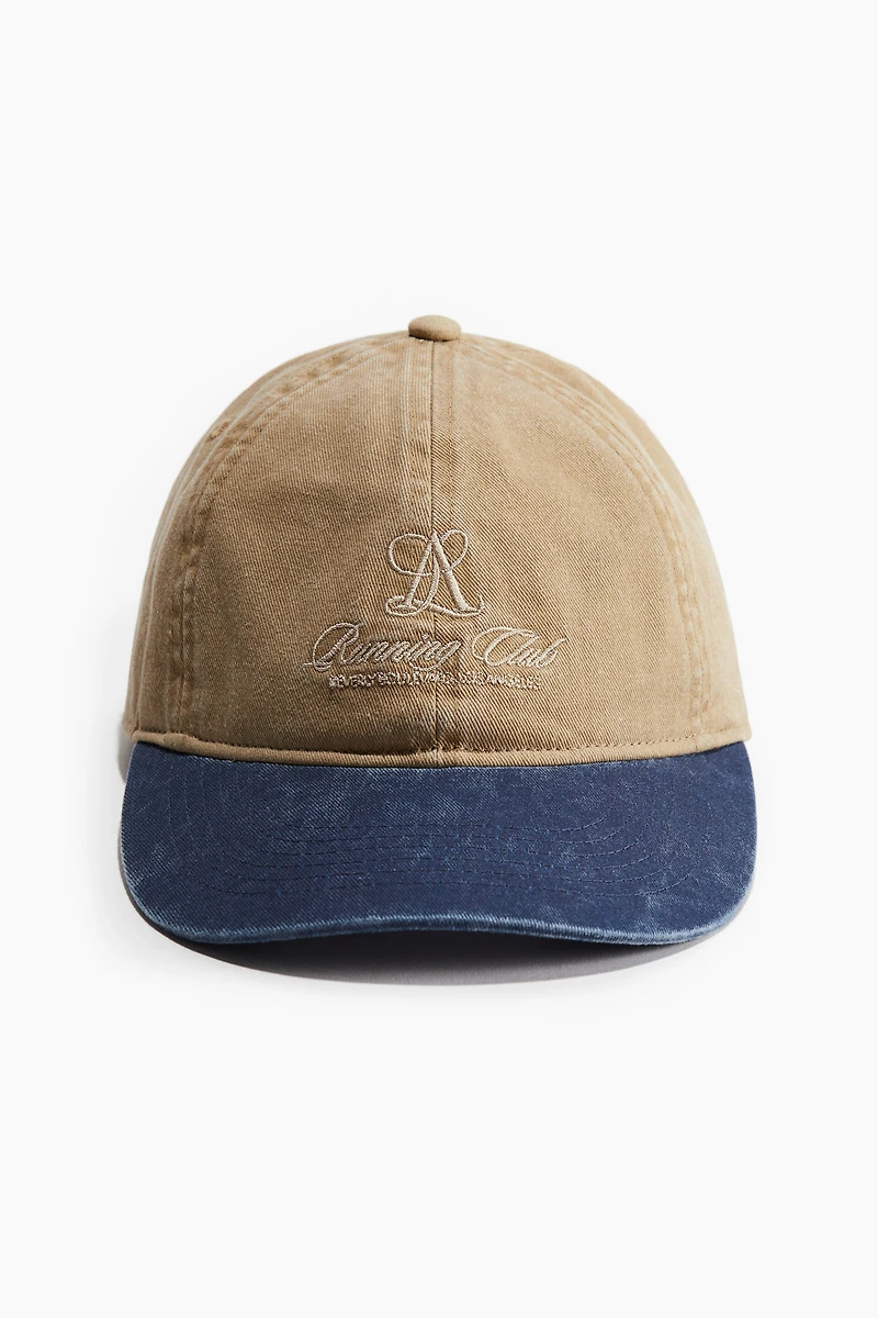 Embroidered-motif Twill Cap