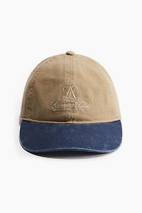 Embroidered-motif Twill Cap