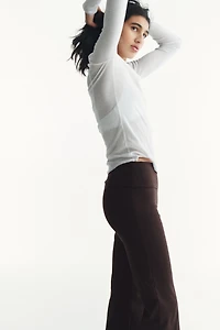 Foldover-Waist Cotton Pants