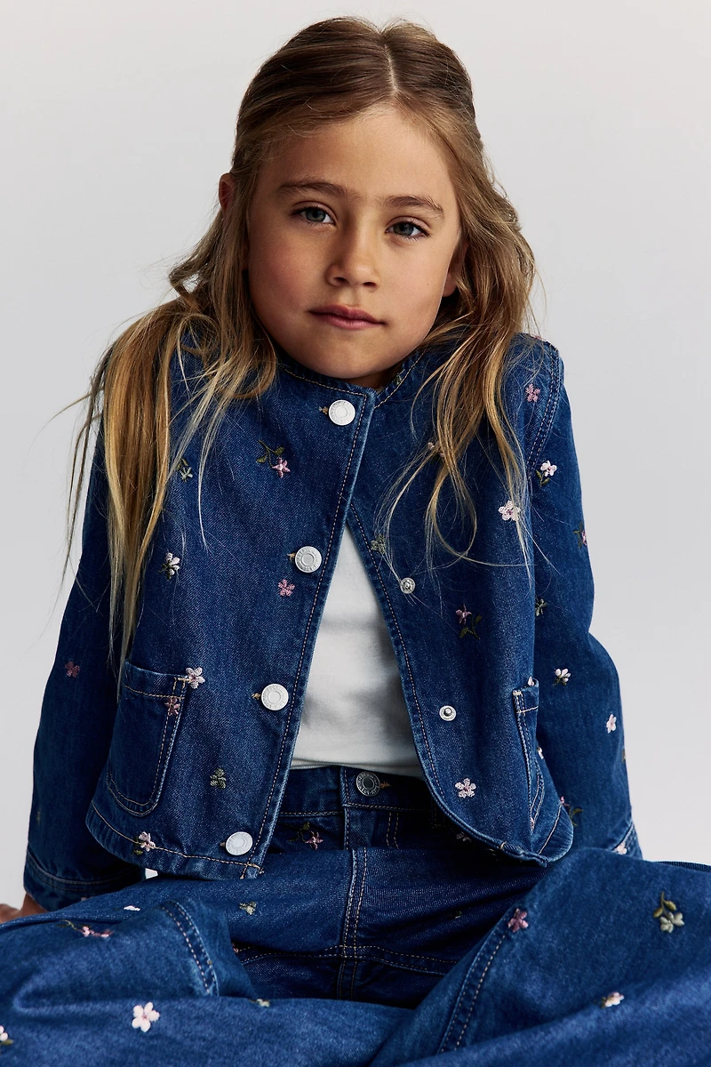 Veste en denim avec détails brodés