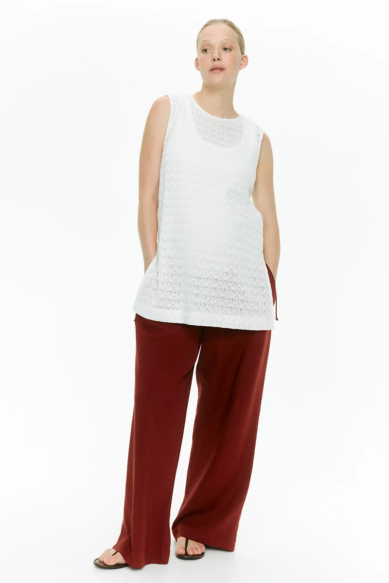 MAMA Linen-Blend Drawstring Pants