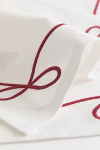 Lot de 2 napperons brodés en lin mélangé