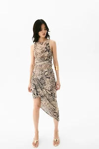 Draped Mesh Sleeveless Top