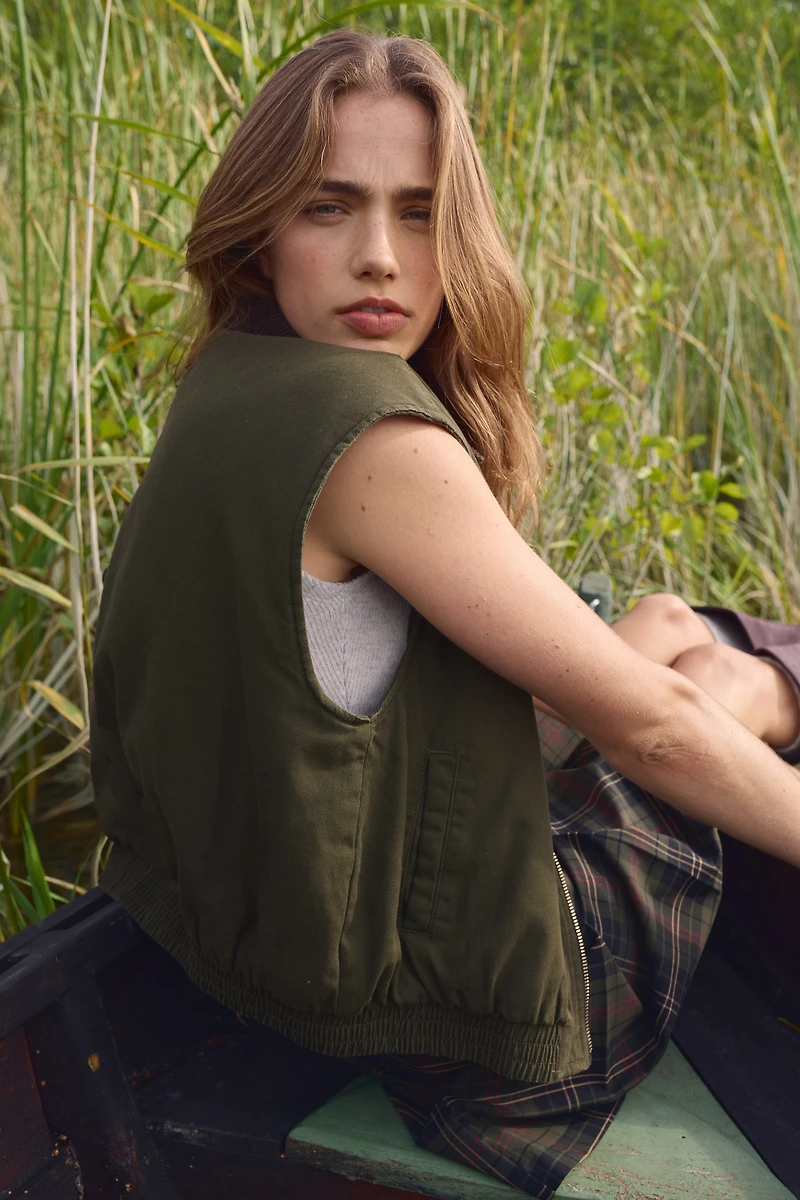 Vest with Corduroy Collar