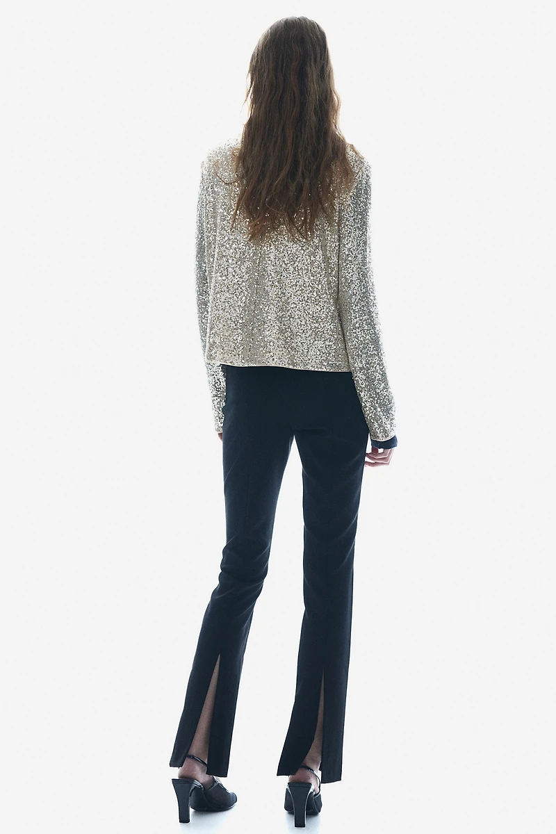 Sequined Mock Turtleneck Top