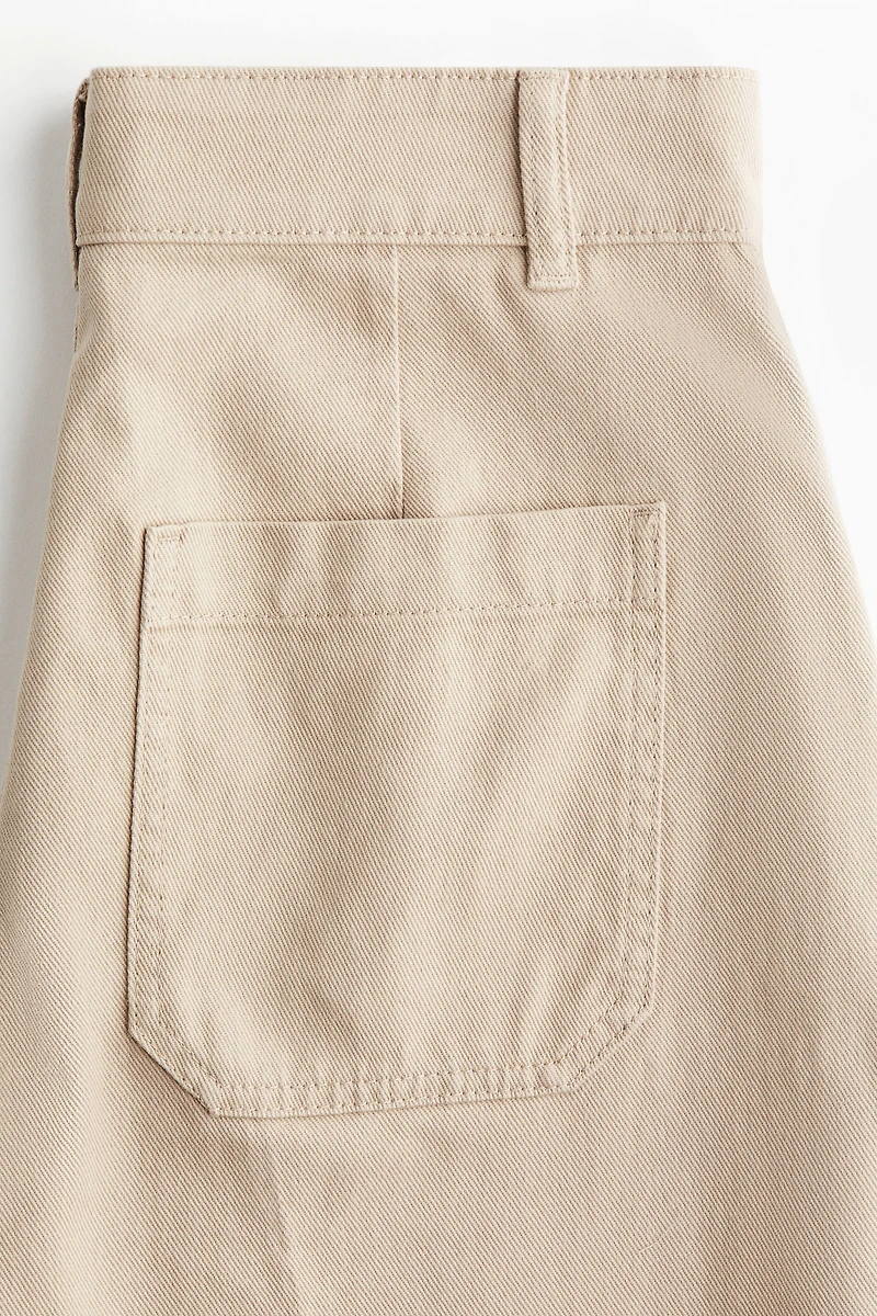 Wide-Leg Twill Pants