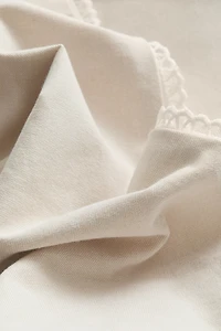Embroidered-Detail Cotton Pillowcase