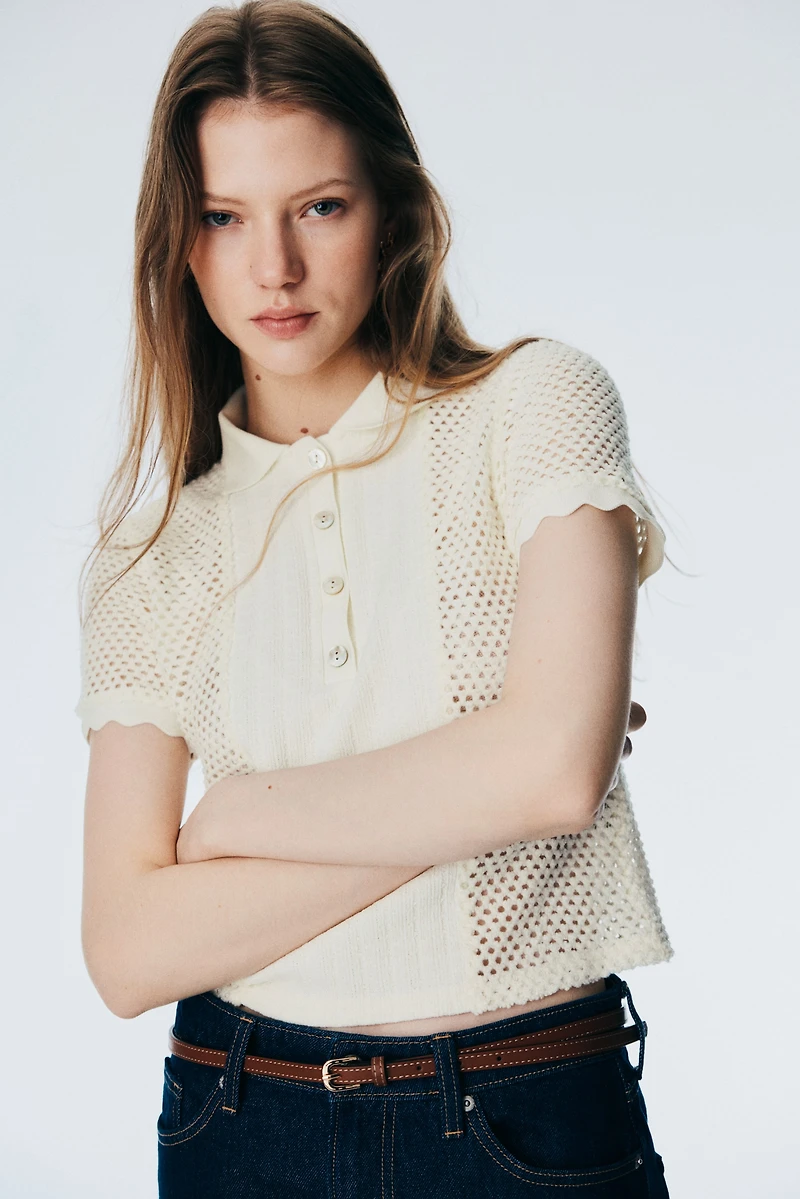 Open-Knit Polo Shirt