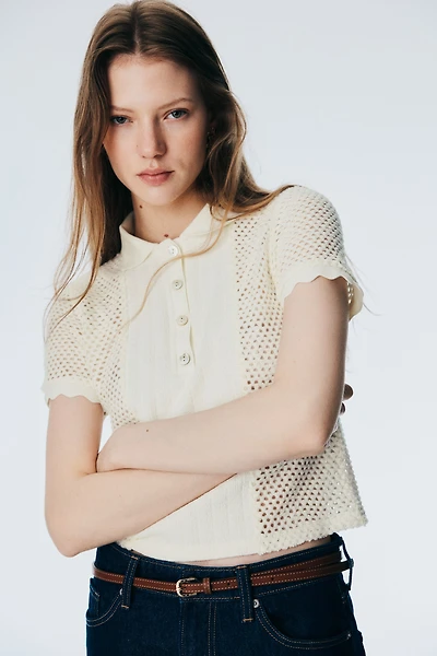 Open-Knit Polo Shirt