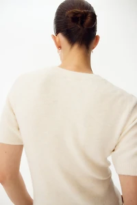 MAMA Short-Sleeved Fine-Knit Top