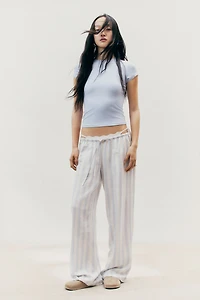 Lace-Trimmed Ribbed T-Shirt