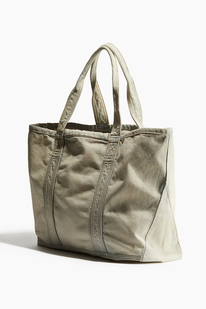 Washed-look denim shopper