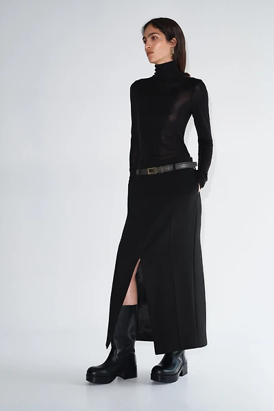 Jupe midi en laine