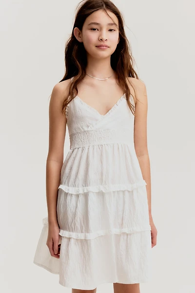 Robe smockée à volants