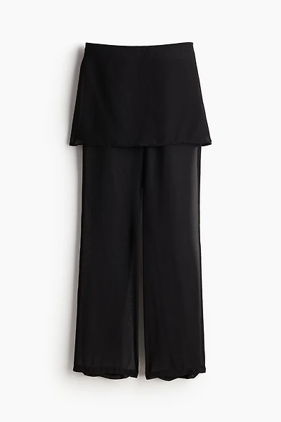 Pantalon en mousseline avec jupe superposée