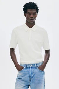 Slim-Fit Textured-Knit Polo Shirt