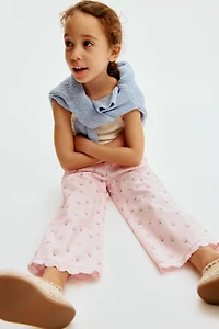 Pantalon en crépon de coton avec dentelle