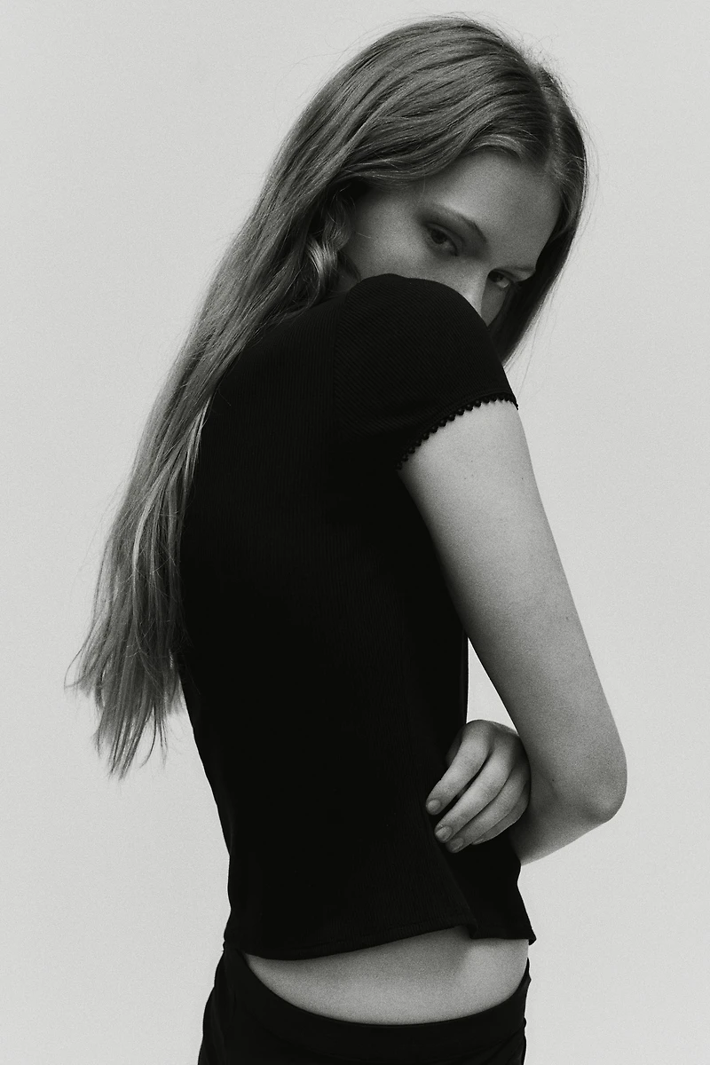 Ribbed Button-Front Top