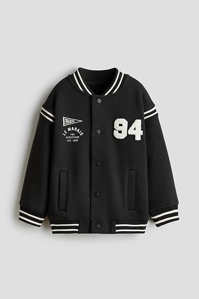 Motif-Detail Baseball Jacket