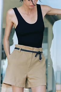 Belted Twill Shorts
