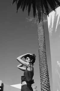 Linen-Blend Top with Tie Shoulder Straps