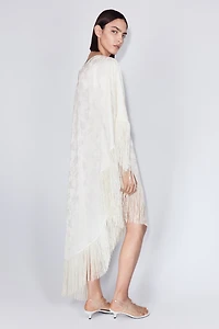 Fringed One-Shoulder Kaftan Dress