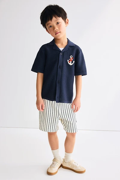 Textured jersey shorts