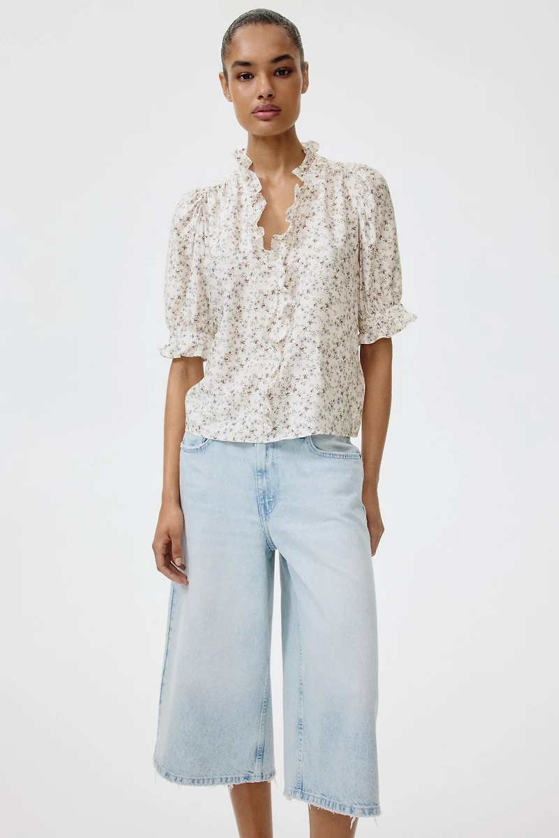 Ruffled Puff-Sleeved Blouse