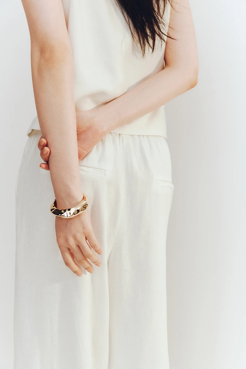 Wide-Leg Linen-Blend Pants