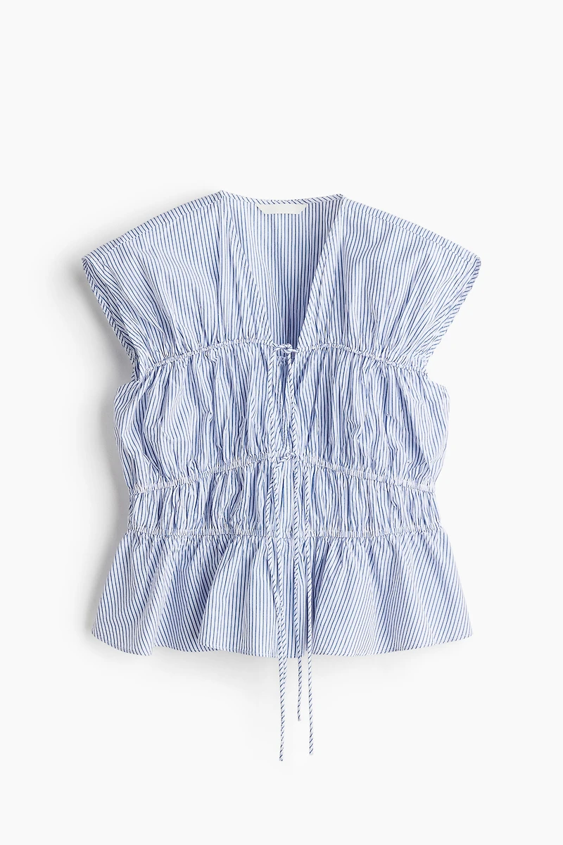 Blouse en popeline avec cordons de serrage