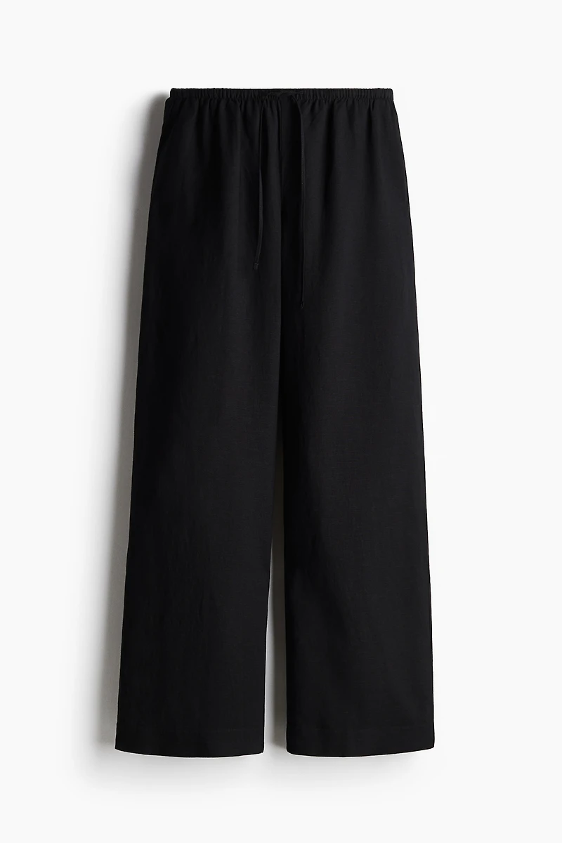 Straight linen-blend trousers